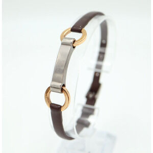 Boccia Titanium Link Bracelet Brown Leather Strap